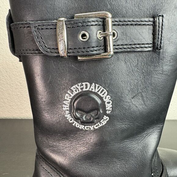 Women’s Harley Davidson Linda Boots Leather Black Motorcycle Moto 88401 Skull 6 - Picture 3 of 16